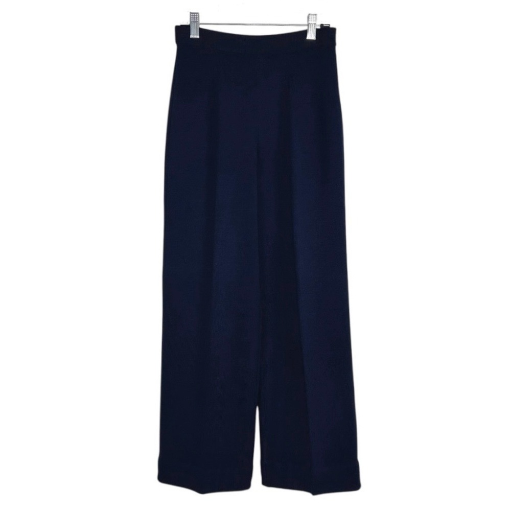 ST. JOHN Navy Blue Santana Knit Pull-On Flat Front Cropped Ankle Pants Size 2
